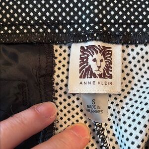 High-Waisted Pull On Black and White  Polka Dot Straight Leg Dress Pants